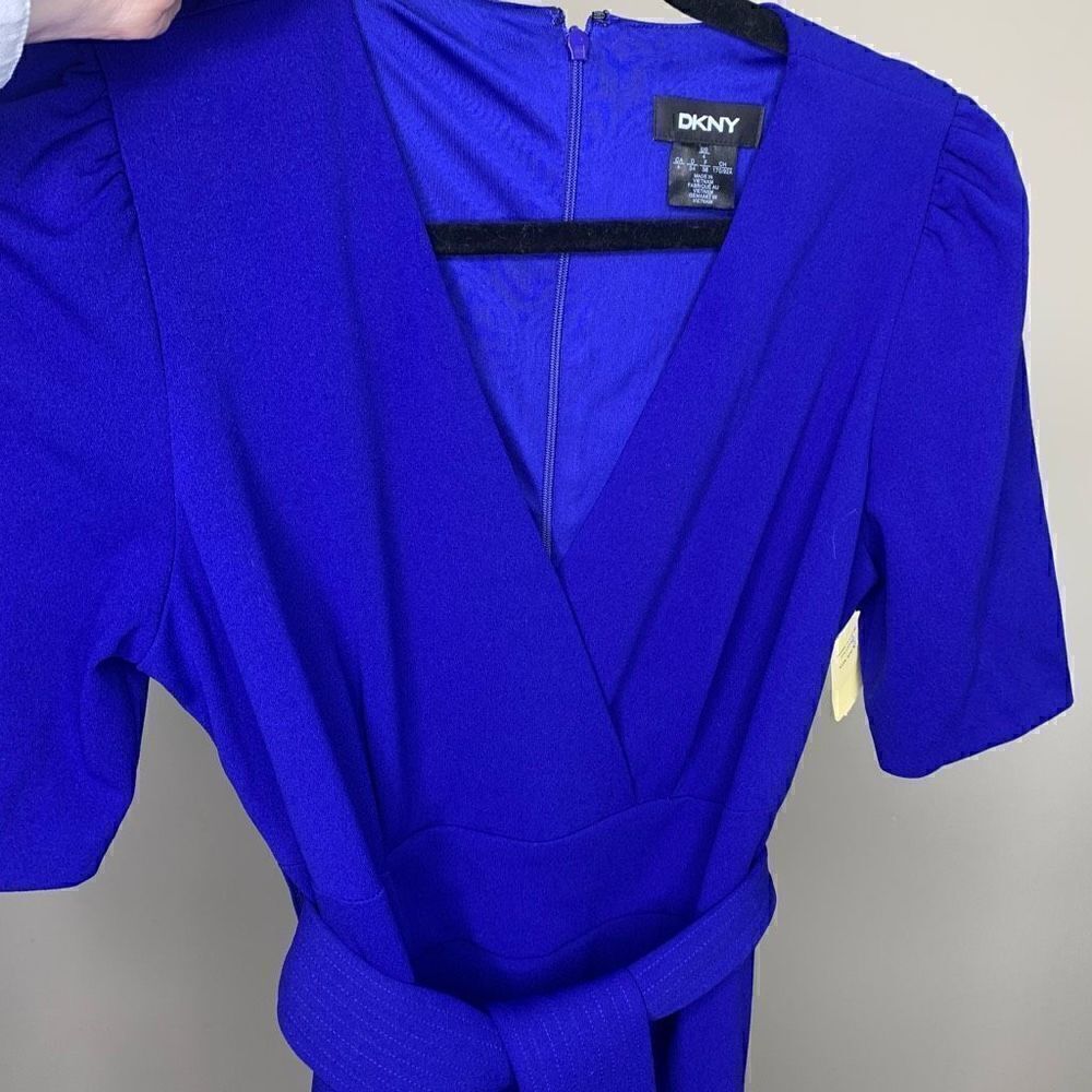NEW DKNY Royal Blue Dress with Tie Waist. Size 4. (o1)
